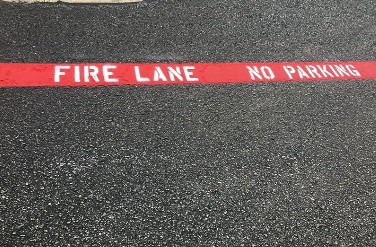Fire lane striping and stenciling in Keller, TX